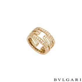 Bvlgari 18k Rose Gold Diamond Set Parentesi Ring